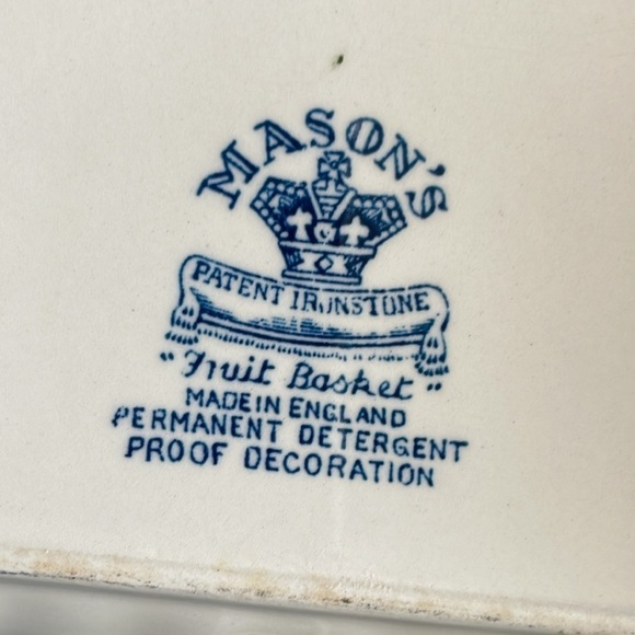 Vintage Mason's Patent Ironstone Blue and White "Fruit Basket" Small Tray - Picture 9 of 12
